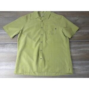 Marmot Shirt Mens L Green Jacquard Plaid Button Up Granola Outdoor Hiking Trail